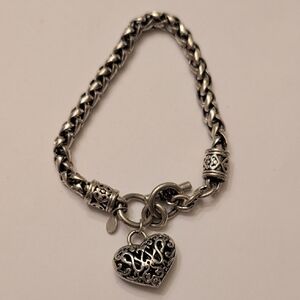 Premier Designs Silver Heart Tone Charm Bracelet